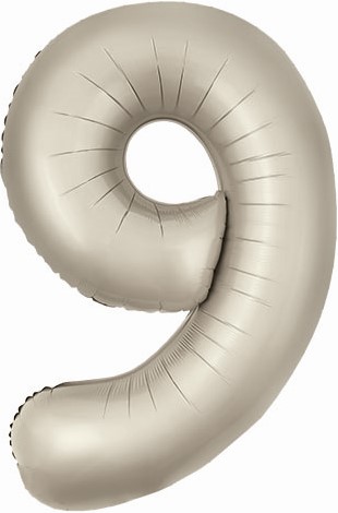 Шар (40''/102 см) Цифра, 9 Slim, Мистик, Кремовый, Сатин (Agura)