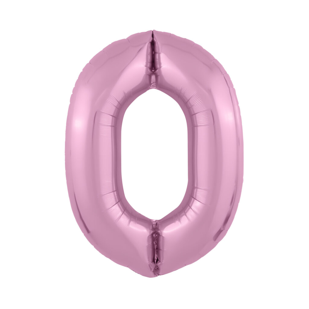 Шар (40''/102 см) Цифра, 0 Slim, Фламинго (Agura)