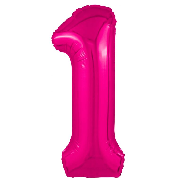 Шар (40''/102 см) Цифра, 1 Slim, Фуксия (Agura)