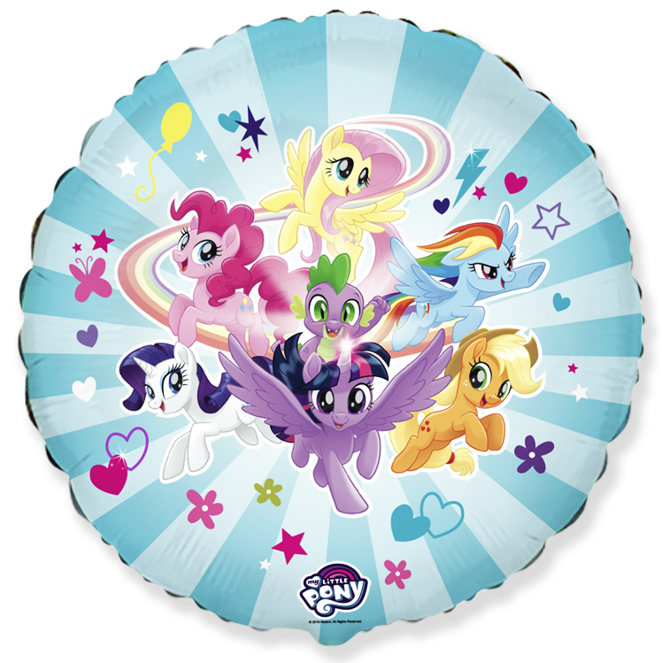 Шар (18''/46 см) Круг, My Little Pony, Дружные Лошадки, Голубой