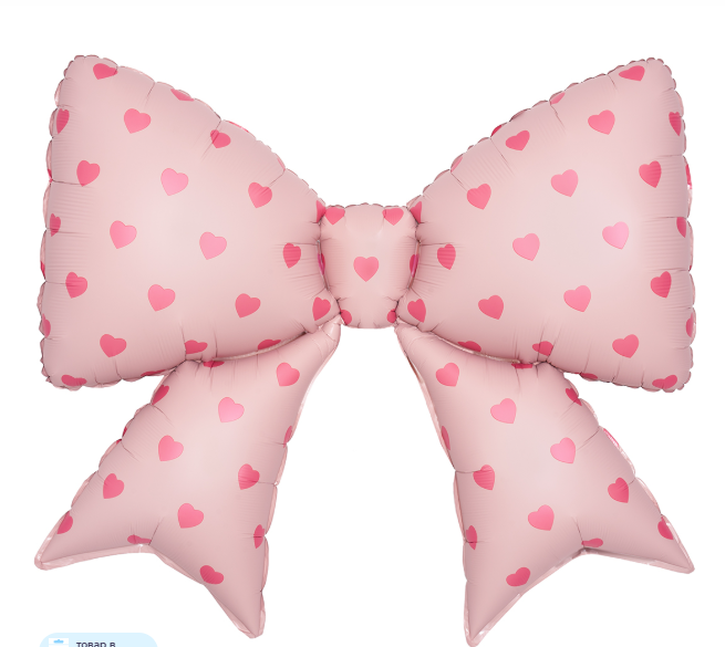 Шар (38''/97 см) Фигура, Бант, Сердечки, Розовый