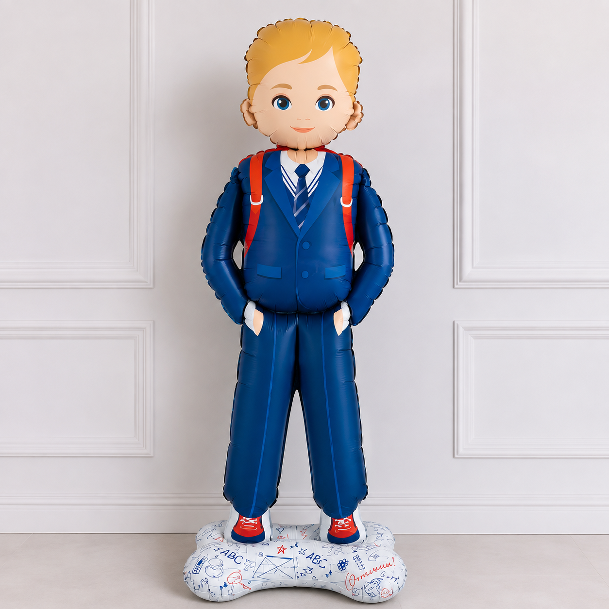 Шар 3D (73''/185 см) Фигура на подставке, Школьник, Ученик Мальчик, Сатин
